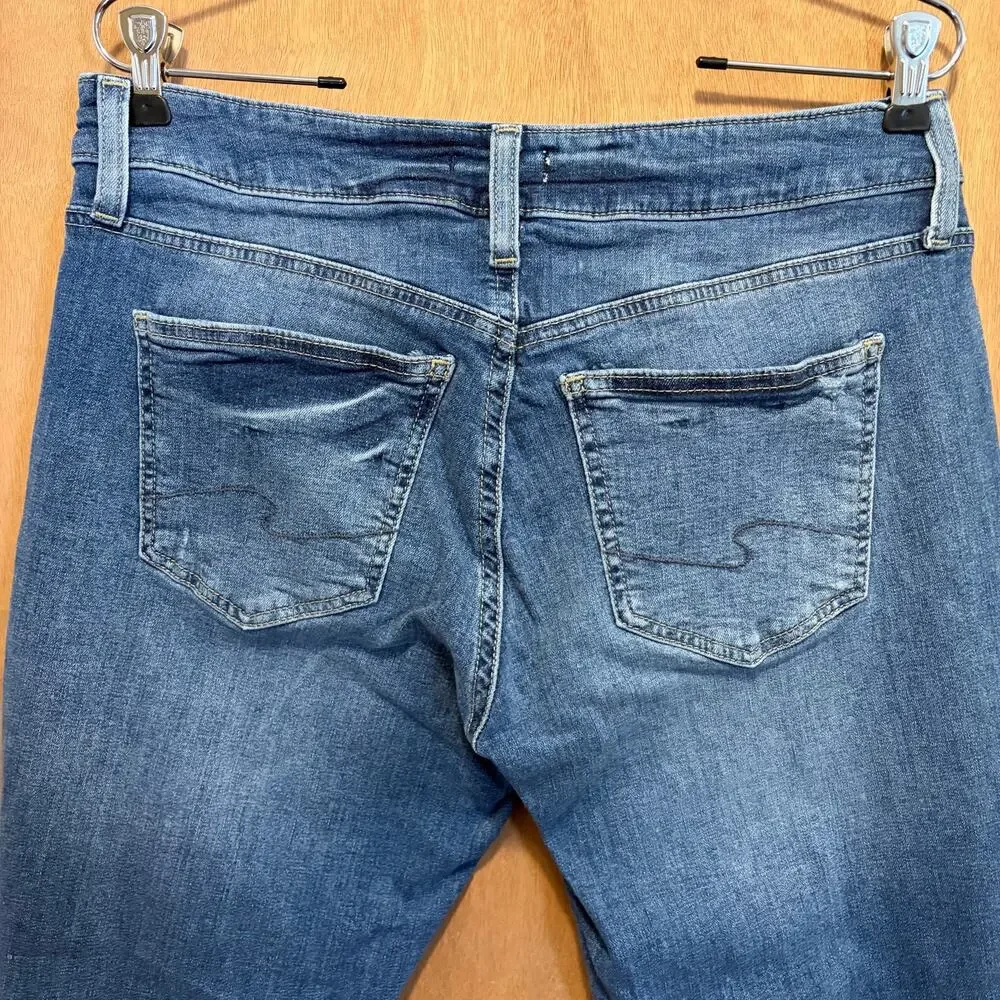 Silver Jeans Distressed Girlfriend Skinny Jeans Stretch Off Duty Model W31 L29 - Picture 14 of 16